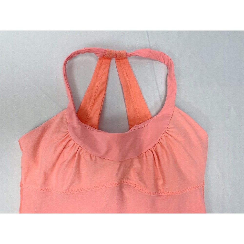 Lululemon Women Size 6 Athletic Top Padded‎ Shelf Bra Racerback Orange - Picture 2 of 7